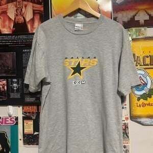 Vintage CCM Dallas Stars Hockey T-Shirt Adult Large - Grey & Yellow Logo